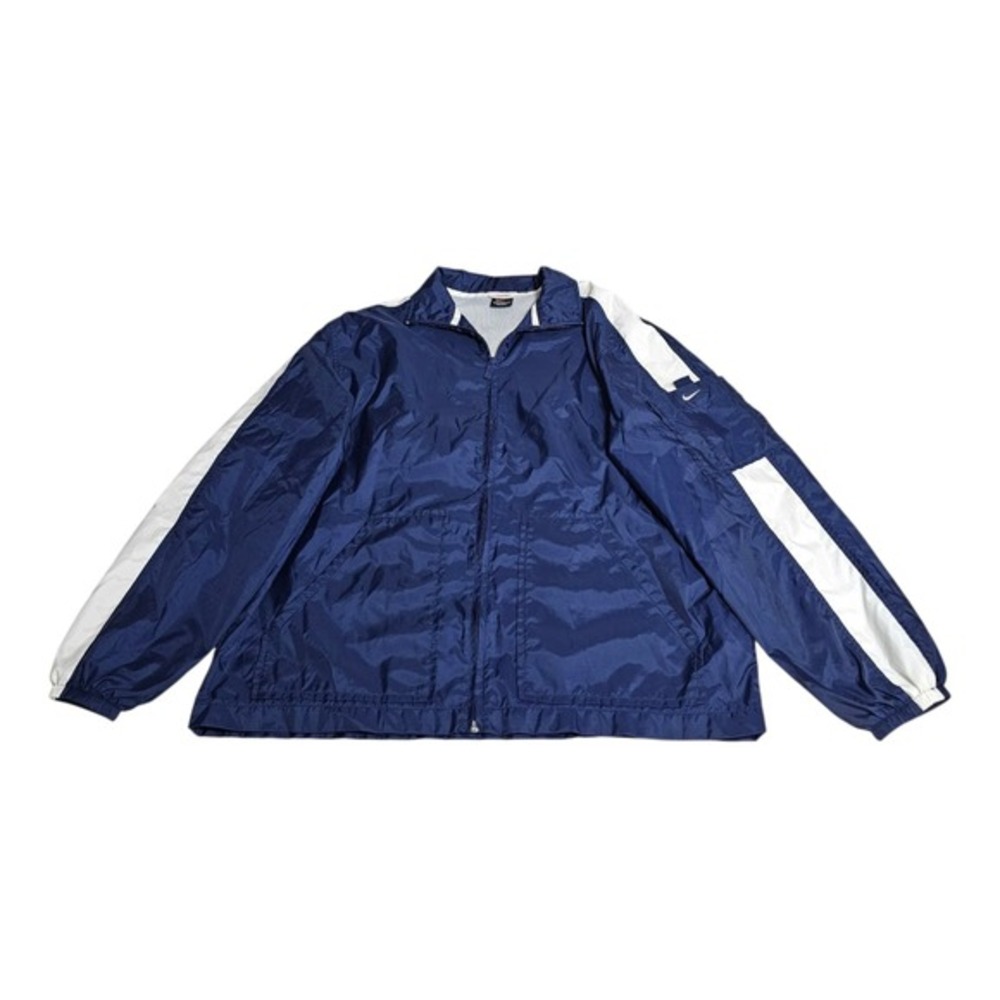 Vintage Nike Windbreaker Jacket‎ Womens Large Full Zip Blue White Stripe 90s